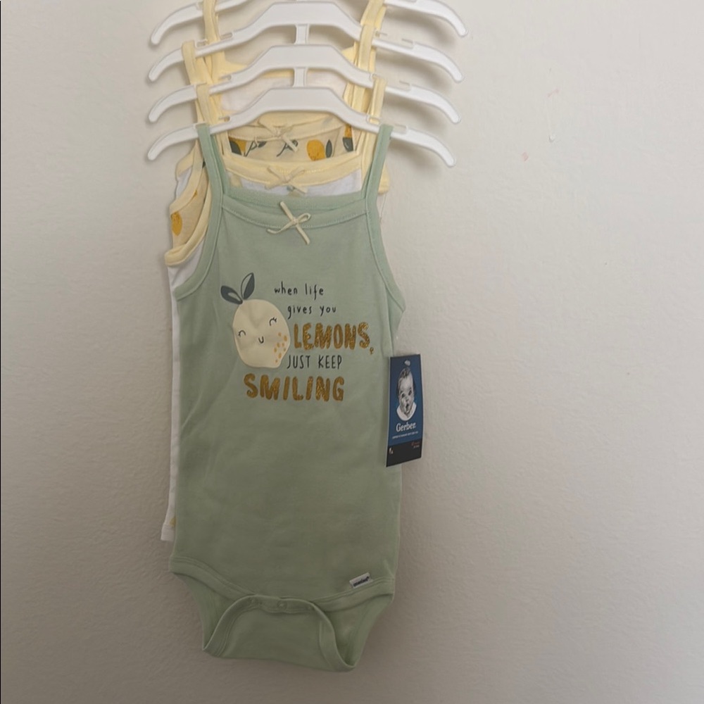 Gerber Lemon-Themed Baby Bodysuit 5x - Mint, Yellow, White